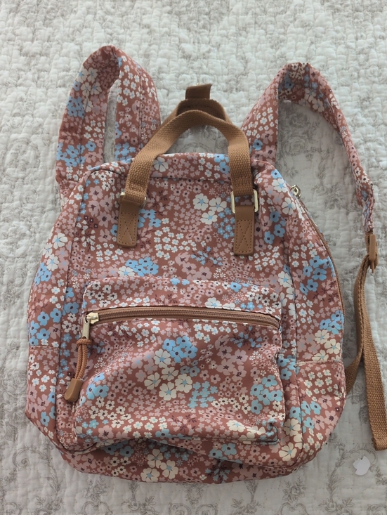 Handbags - Floral Canvas Mini Backpack - Camel Floral